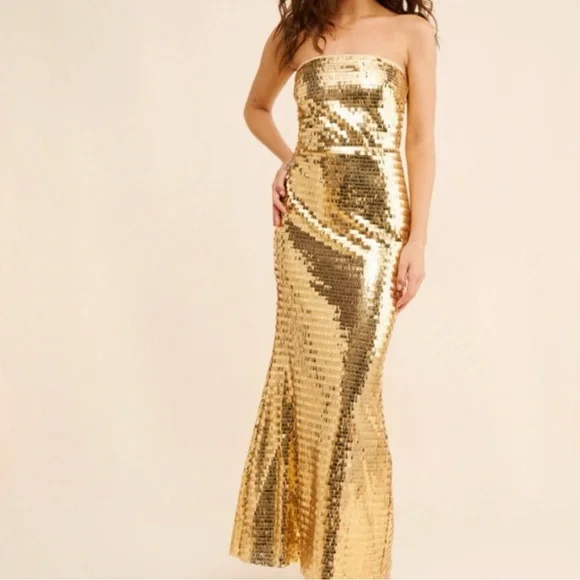 Simon Miller Gold Sequin Sculpt Dress - Picture 1 of 7
